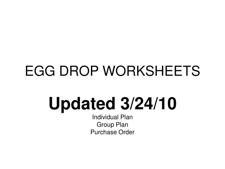 egg drop worksheets