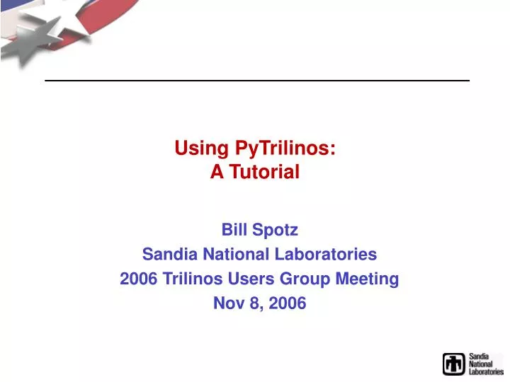 using pytrilinos a tutorial