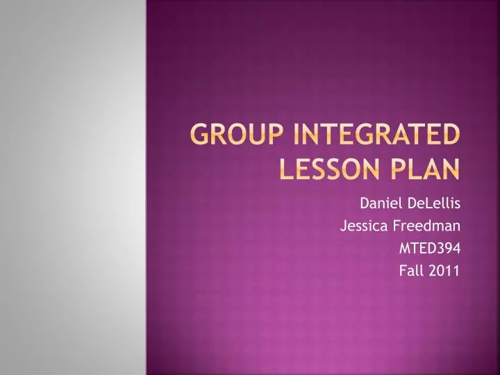 group integrated lesson plan