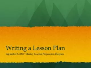 Writing a Lesson Plan