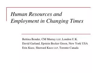 Human Resources and Employment in Changing Times