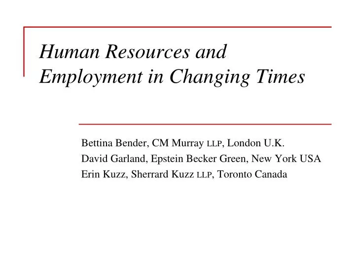 human resources and employment in changing times