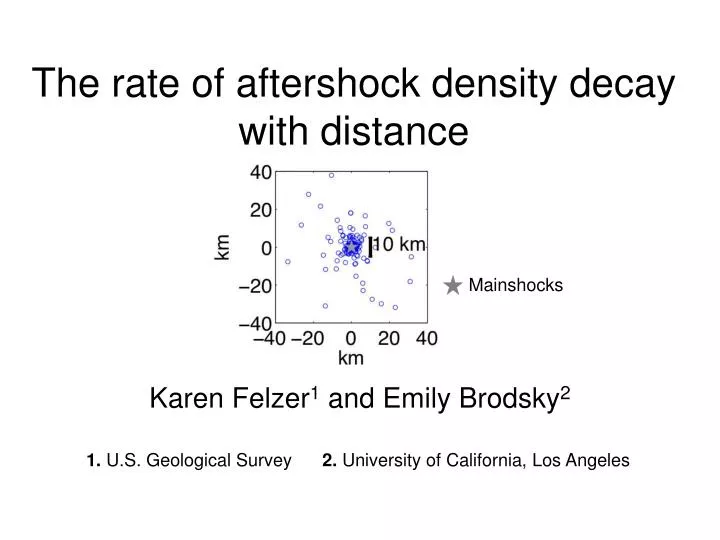 the rate of aftershock density decay with distance