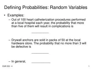 Defining Probabilities: Random Variables