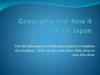 Geography and how it affects Japan