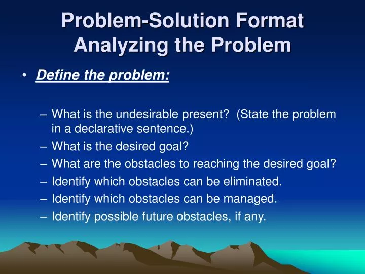 problem solution format analyzing the problem