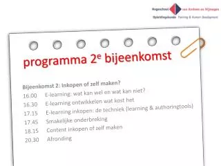 programma 2 e bijeenkomst