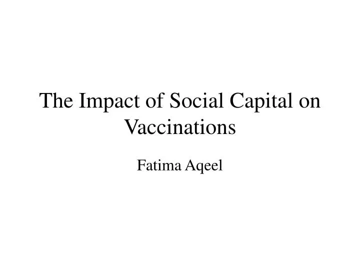 the impact of social capital on vaccinations