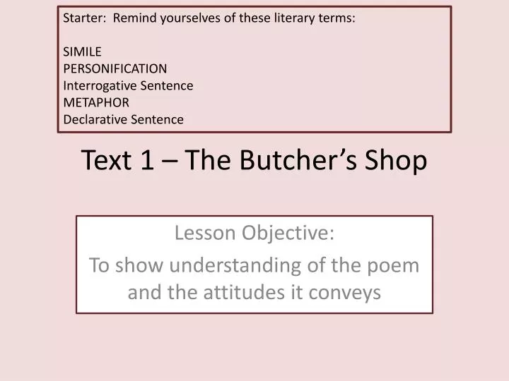 text 1 the butcher s shop