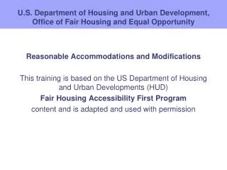U.S. Department of Housing and Urban Development, Office of Fair Housing and Equal Opportunity