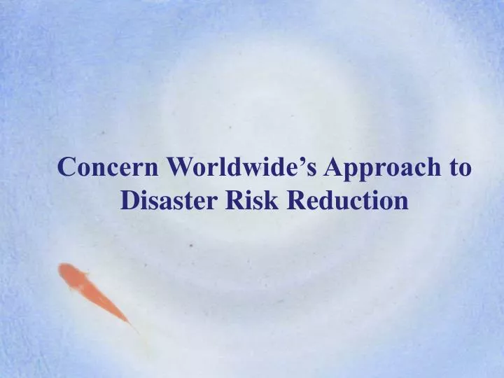 concern worldwide s approach to disaster risk reduction