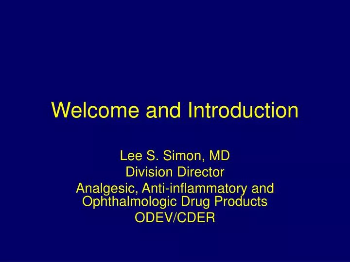 welcome and introduction