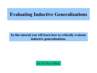 Evaluating Inductive Generalizations