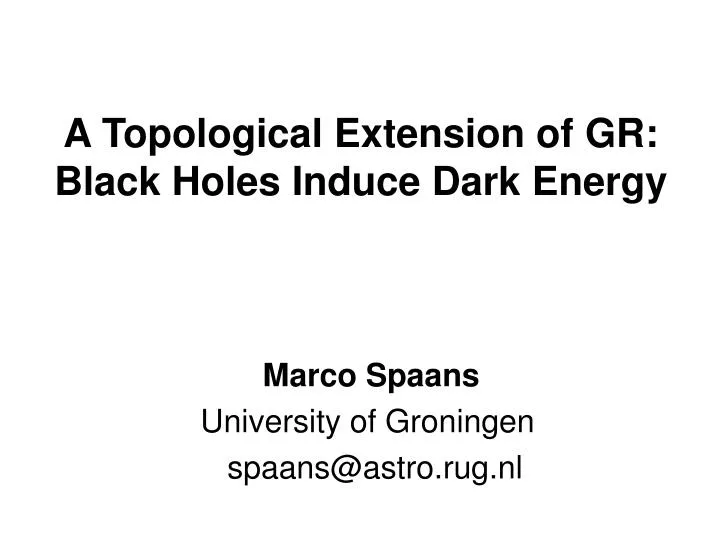 a topological extension of gr black holes induce dark energy