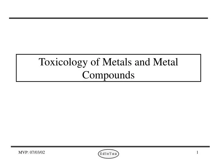 toxicology of metals and metal compounds