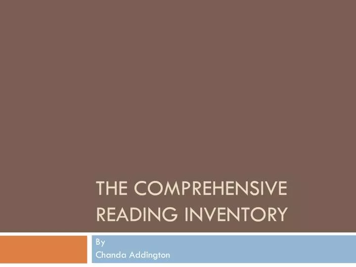 the comprehensive reading inventory