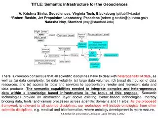 TITLE: Semantic infrastructure for the Geosciences