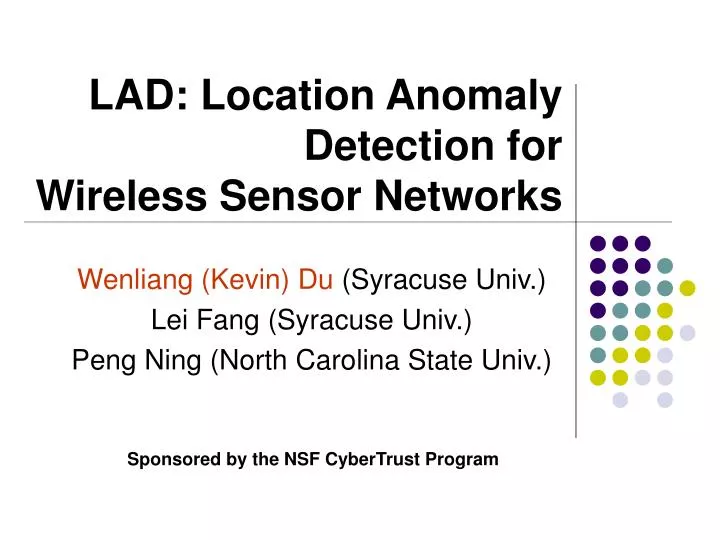 lad location anomaly detection for wireless sensor networks