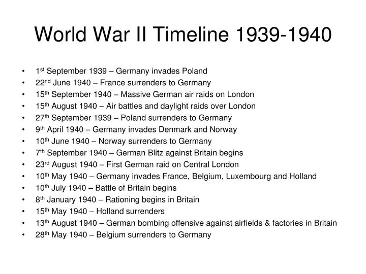 world war ii timeline 1939 1940
