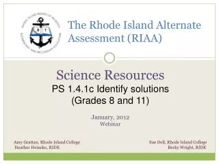 The Rhode Island Alternate Assessment (RIAA)