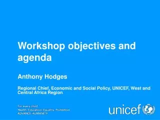 Workshop objectives and agenda