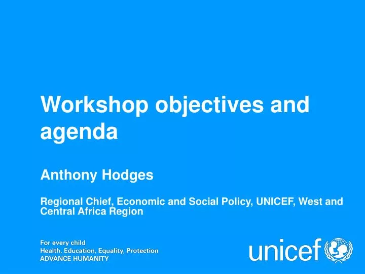 anthony hodges regional chief economic and social policy unicef west and central africa region