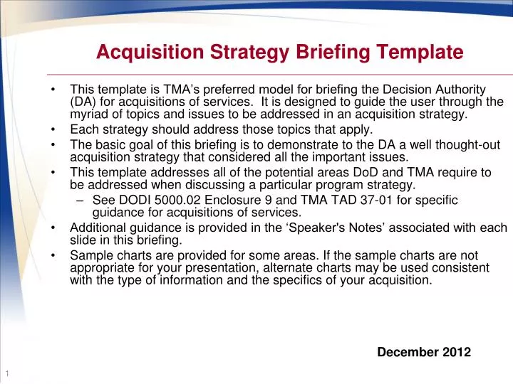 acquisition strategy briefing template