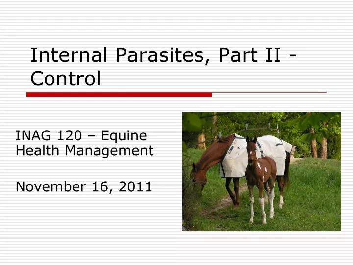 internal parasites part ii control