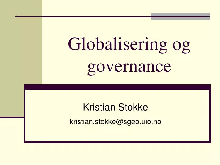 globalisering og governance