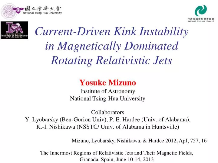 current driven kink instability in magnetically dominated rotating relativistic jets