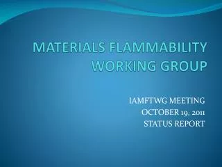 MATERIALS FLAMMABILITY WORKING GROUP