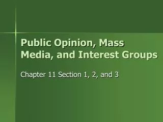 Public Opinion, Mass Media, and Interest Groups