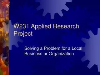 W231 Applied Research Project