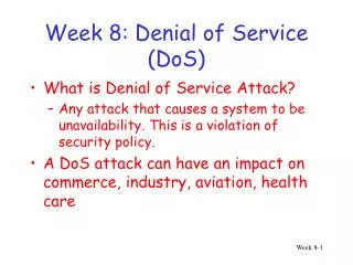 Week 8: Denial of Service (DoS)