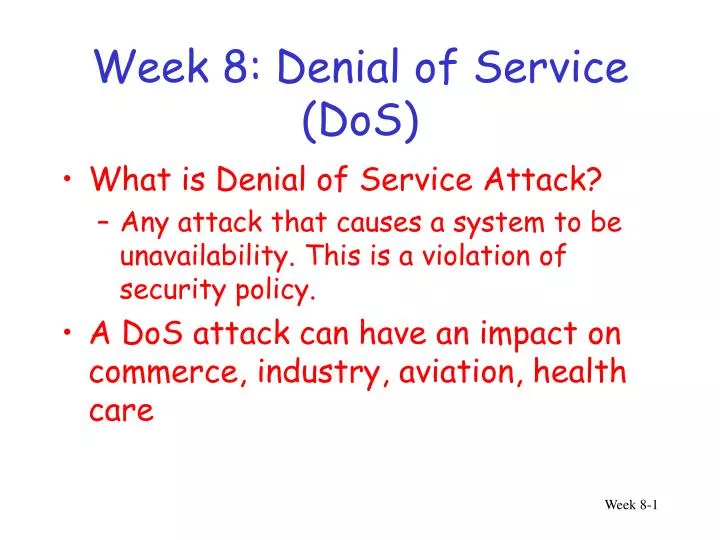 week 8 denial of service dos
