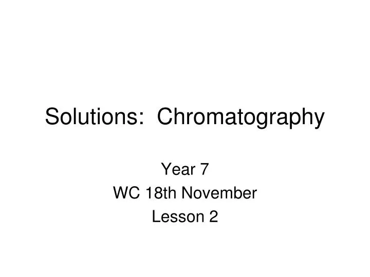 solutions chromatography