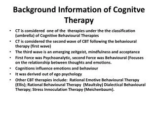 Background Information of Cognitve Therapy