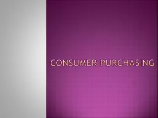 Consumer purchasing