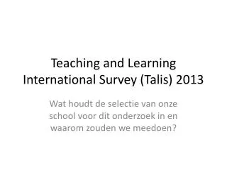 teaching and learning international survey talis 2013