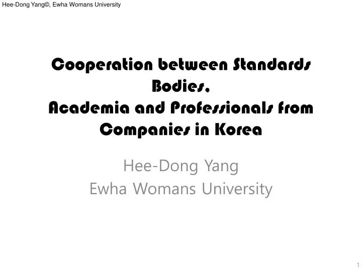 cooperation between standards bodies academia and professionals from companies in korea