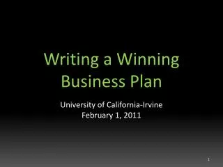 Writing a Winning Business Plan