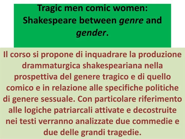 tragic men comic women shakespeare between genre and gender