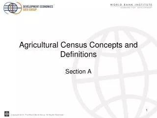 Agricultural Census Concepts and Definitions