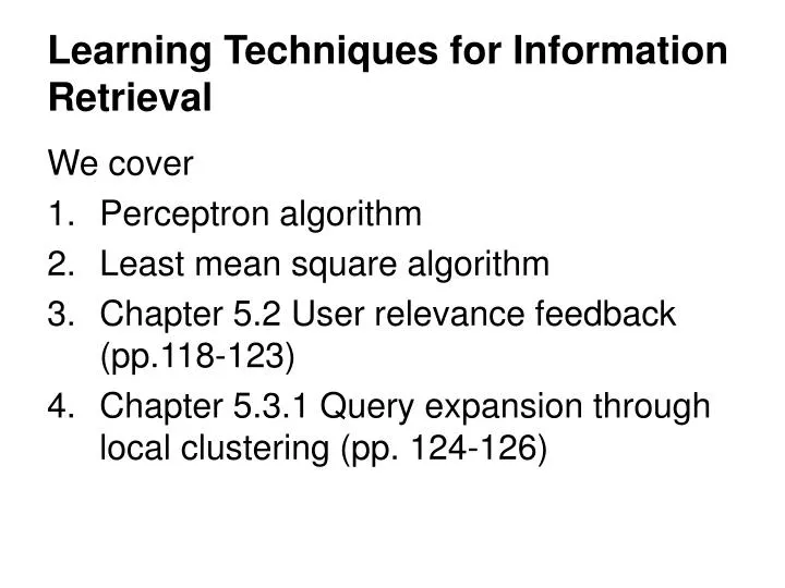 learning techniques for information retrieval