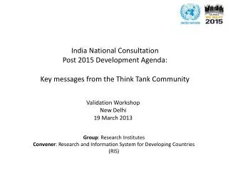 Validation Workshop New Delhi 19 March 2013