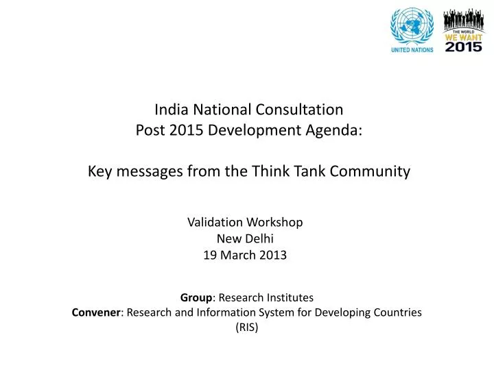 india national consultation post 2015 development agenda key messages from the think tank community