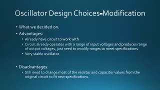 Oscillator Design Choices-Modification