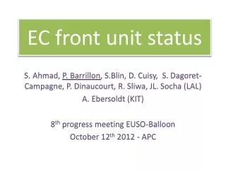 EC front unit status