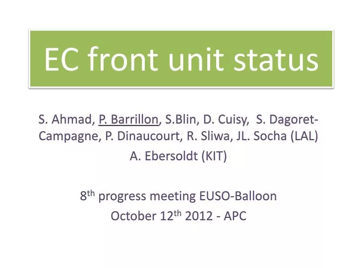 ec front unit status