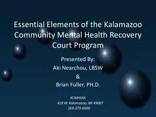 Essential Elements of the Kalamazoo Community Mental Health Recovery Court Program